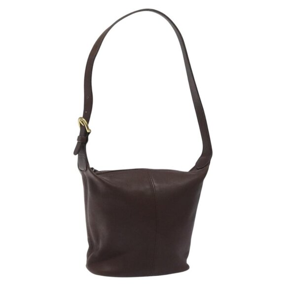 Authentic Coach Shoulder Bag Leather Brown gold